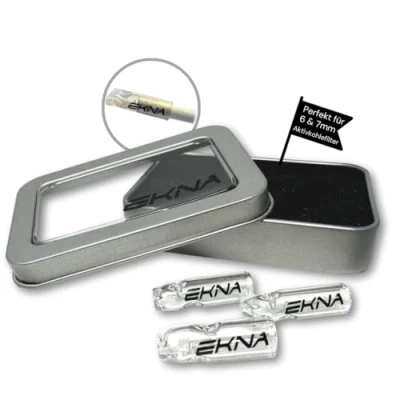 Image of EKNA Set of 3 Glass Tips Joint Activated Carbon Filter for 6mm &amp; 7mm screwing in Reusable Filters Smoking tip (Especially Filters)