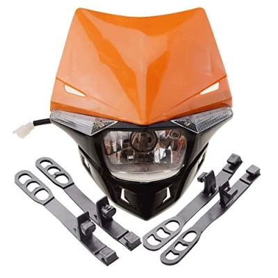 Image of GOOFIT Orange H4 LED 12V 35W Motorbike Headlight 2 Indicators lights Approved Cover Halogen Indicator Fairing Lampshade Replacement For Super moto Motocross Dirt Bike