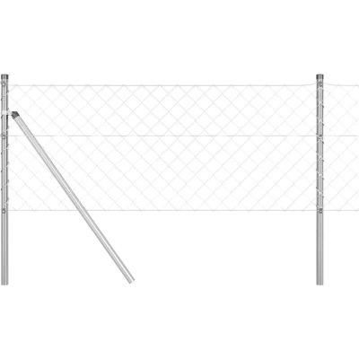 Image of vidaXL Chain Link Fence Grey Set of 2 Galvanised steel 25m x 0.8m