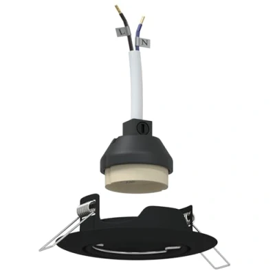 Image of vidaXL Recessed Spotlights 12 pcs Round GU10 Black Ø90 mm Steel