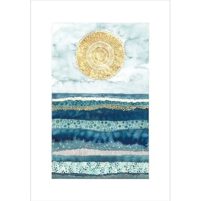 Image of Woodmansterne Beautiful Greeting Card Seascape Blank Birthday Foiled Design