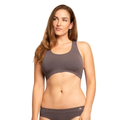 Image of DANISH ENDURANCE Seamless Bamboo Bra for Women, Wire Free Yoga Bustier Bra, Removable Pads, Dark Grey, XS/S