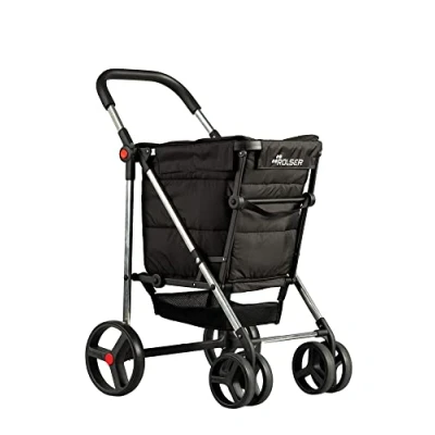 Image of ROLSER Basket Polar 4 Big Wheel 2 Swivelling Foldable Shopping Trolley Black