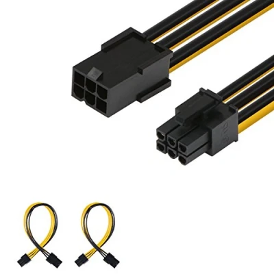 Image of J&amp;D 6 Pin PCIe M/F Power Extension Cable (2 Pack), Male to Female Cable, 10 inch, Black
