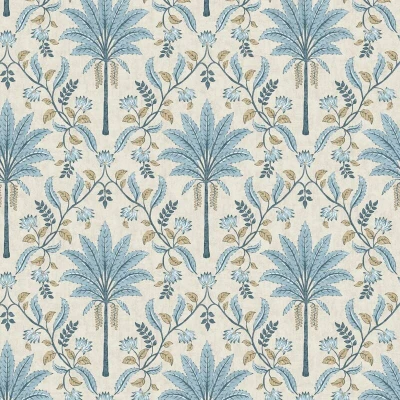 Image of Palm Trellis Geometric Leaves Wallpaper Tropical Trees Botanical Naturistic Stylish Trendy Feature Wall Blue Holden 13751
