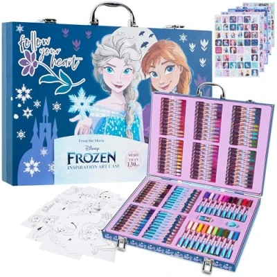 Image of Disney Stitch Art Set for Kids 130+ Pieces Frozen Colouring Pencils Crayons Princess Supplies Gifts (Multi Set)