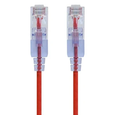 Image of Monoprice Cat6A 5ft Red 10 Pk Patch Cable UTP 30AWG 10G Pure Bare Copper Snagless RJ45 SlimRun Series Ethernet