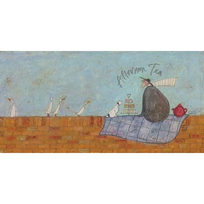 Image of The Art Group Sam Toft Afternoon Tea Canvas Print, Cotton, Multi Colour, 1.8 x 50 100 cm