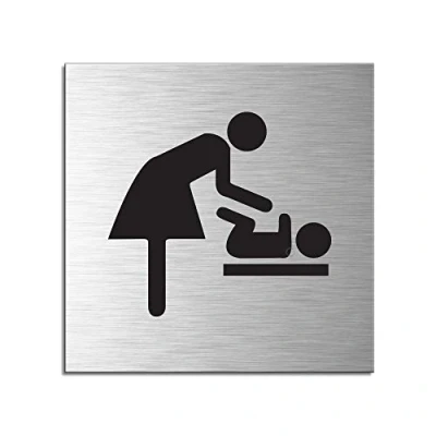 Image of Door Sign Winding Space 1 mm brushed aluminium self adhesive on reverse 120x120 no.