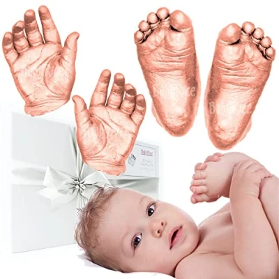 Image of BabyRice Large Baby Hand and Foot Casting Kit, Boxed, Includes Metallic Paint (Copper)