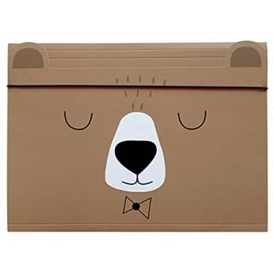 Image of Elastic Folder A4 Sturdy Cardboard Soft Touch Feel Printed Inside and Outside Funny Shape for Kids Bear