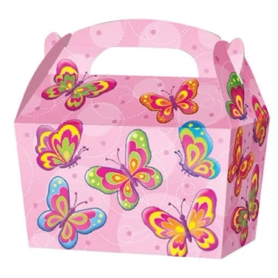 Image of THEMED SNACK Boxes PACK OF 10 Children/Kids Party Carry Food Meal Fun Picnic Birthday Wedding Favour / Baby Shower Box Loot Bag (Butterfly)