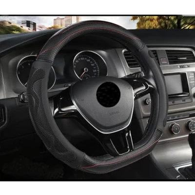 Image of Xihaoer Steering Wheel Cover D Shaped Microfiber Leather, 14.5&#039;&#039; 15&#039;&#039; Diameter, Black