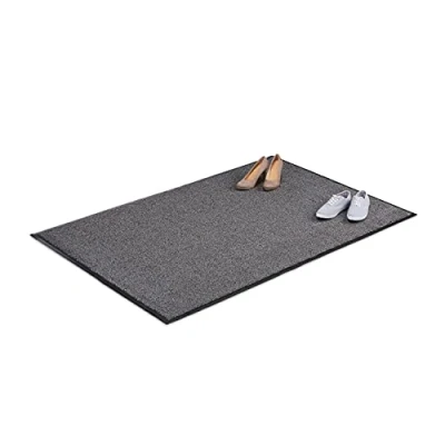 Image of Relaxdays Grey Dirt Trapping Mat, Indoor Doormat, Large Catcher, Thin Door 120x180 cm, Black