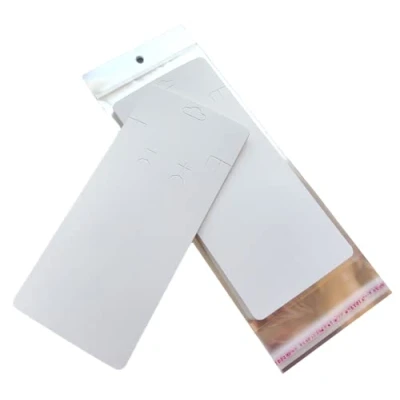 Image of 50 x Jewellery Display Cards Large White Necklace Bracelet Earring &amp; Bags 19.5cm