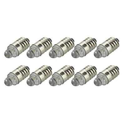 Image of Ruiandsion 10pcs 3V E10 LED Bulb SMD White for Torch Light Flashlight Torchlight Bulb,Negative Ground/Negative Earth