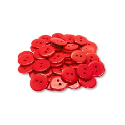 Image of (Pack of 30) Red Round 2 Hole Buttons (Red 18mm Hole)