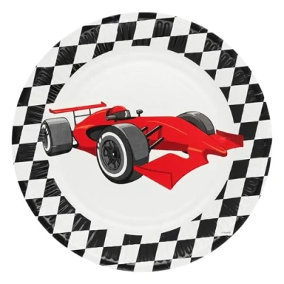 Image of Boland 44777 Speed Racing Car Paper Plates for Parties and Birthdays Formula Pack of 8