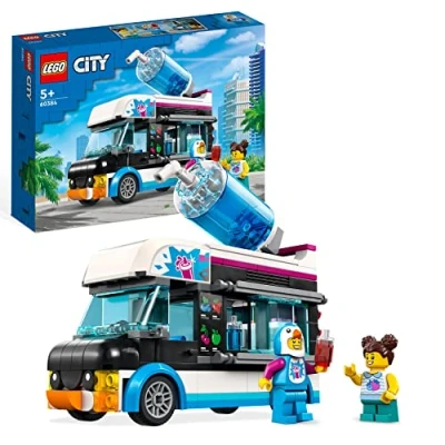 Image of LEGO 60384 City Penguin Slushy Van, Truck Toy for 5 Plus Year Old Kids, Boys &amp; Girls, Vehicle Building Set with Cosutme Figure, Summer Series, Gift Idea