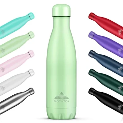 Image of Mont Clair l&#039;O Stainless Steel Water Bottle, Vacuum Insulated BPA Free, 12h Hot &amp; 24h Cold Drinks, Metal Bottle 750ML Leakproof, Ideal for Adult, Kids, Running Light Green