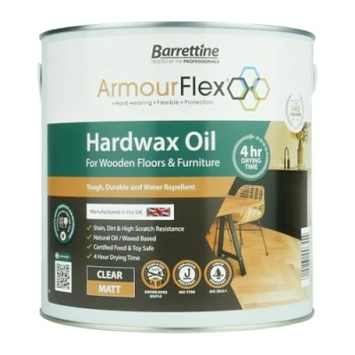 Image of Barrettine Hard Wax Oil (Matt, 2.5L) Hardwax for Wooden Floors, Stairs, Kitchen Worktop &amp; Indoor Furniture, Provides High Performance Coating with Natural Finish