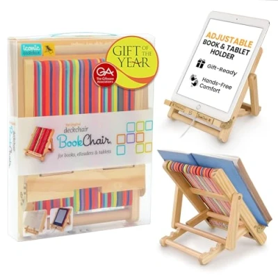 Image of Gifts for Readers &amp; Writers Deckchair Bookchair iPad Stand Stylish Book Holder Tablet Cookbook Reading and Rest Fun Novelty Gift Lovers