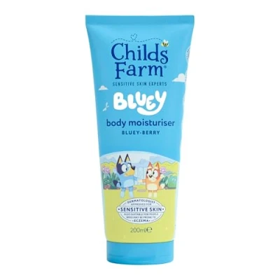 Image of Childs Farm Kids Bluey Moisturiser, Berry Soothing, Moisturising &amp; Hydrating Suitable for Dry, Sensitive Eczema prone Skin, 200ml