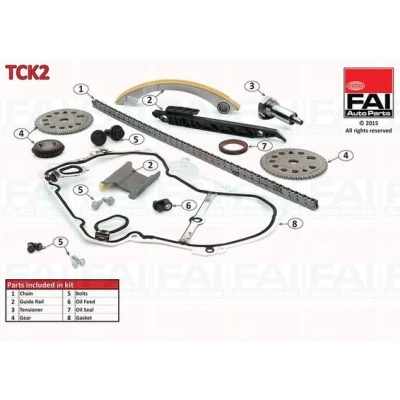 Image of 24461834, 55570337 Timing Chain Kit FAI AutoParts TCK2 with gears, gaskets/seals Simplex, Bolt VAUXHALL: Vectra Mk2 CC, Astra Mk4 CC