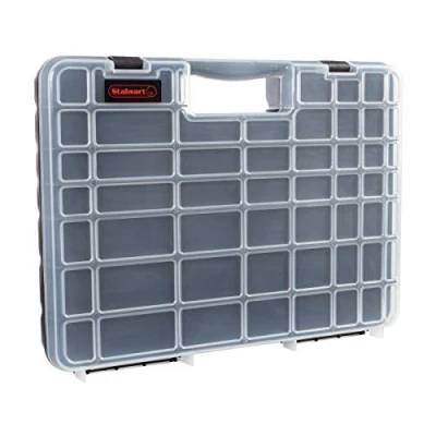 Image of Stalwart 75 ST6073 Portable Storage Case with Secure Locks and 55 Small Bin Compartments for Hardware, Screws, Bolts, Nuts, Nails, Beads, Jewelry More by Black