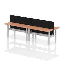 Image of Air B2B 1600x600mm Adjustable 4P Bench Desk CP Beech/Silver + Screen