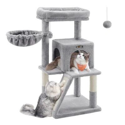Image of FEANDREA Cat Tree, Tower, Widened Perch for Large Cats, Light Grey PCT51W