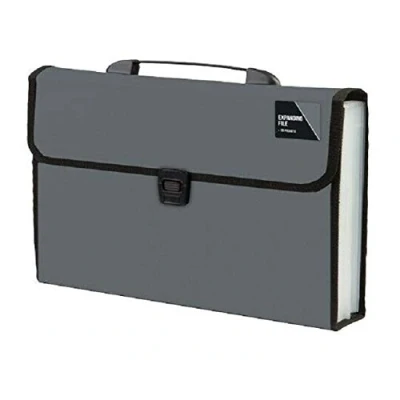 Image of 20 Pocket Expanding Box File Organiser for A4 Documents Paper Foolscap Folder Storage Wallet (Grey)