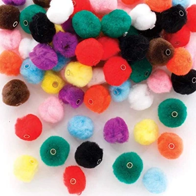 Image of Baker Ross FE325 Coloured Threading Pom Beads Pack of 100, Multi Embellishments for Children&#039;s Jewellery Making, Arts Crafts and Crafting Activities