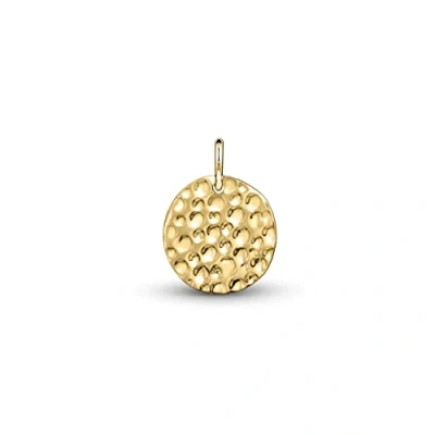 Image of Amberta Women 925 Sterling Silver Minimalist Coin Pendant: 18Ct Gold Plated Hammered Flat Pendant