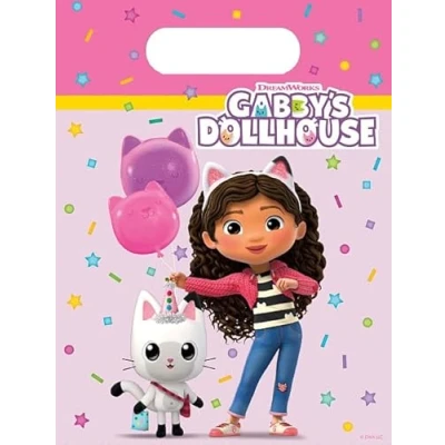 Image of Gabby Dollhouse Plastic Party Loot Bags 23 x 16.5 cm Pack of 6 Multi Coloured