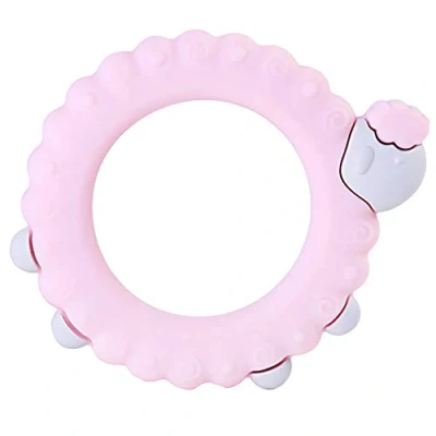 Image of PREMYO Teething Toy for Baby Teether Silicone Soothes Sore Gum Pain Easy to Grab BPA Free Sheep