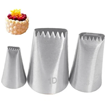 Image of 3pcs Extra Large Stainless Steel Nozzle Icing Piping Nozzles Cream Cake Decorating Tools Pastry Tip Fondant Baking Accessories