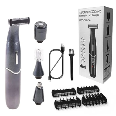 Image of Pubic Hair Removal Intimate Areas Haircut Shaver Trimmer For The Groin Epilator Safety Man Lady Shaving Electric Women Face Legs Body 4 In 1
