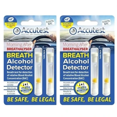 Image of Accutest Disposable Breathalyser 4 Tests EU France Certified, Quick Alcohol Tester Kits UK &amp; Breathalysers