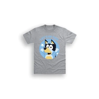 Image of Bluey Men&#039;s Grey T Shirt Fun Design (Sizes S XL) (UK, Alpha, M, Regular, Standard, Grey)