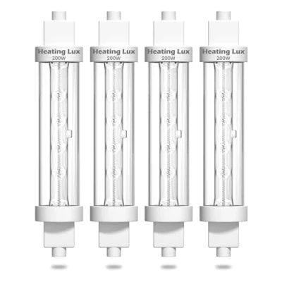 Image of HeatingLux 200W Food Gantry Heat Lamp, Jacketed 118mm R7s lamp Bulb, Halogen Catering Lights, Bulb for Buffets, Canteen, Kitchen, School