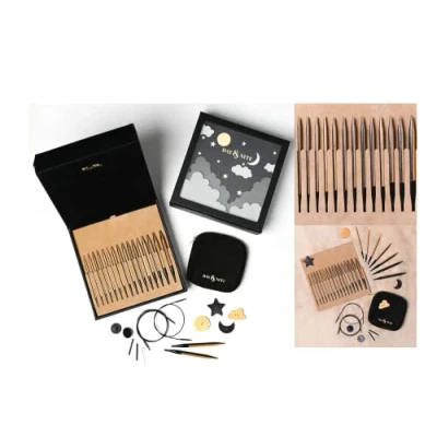 Image of KNITPRO Day &amp; Nite Gift Set Interchangeable Knitting Needles Accessories Box 32650, Black Natural