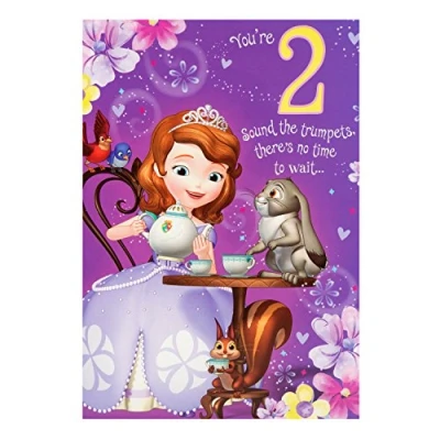 Image of Hallmark Disney Princess Sofia 2nd Birthday Card Let&#039;s Celebrate Medium