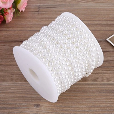 Image of 82ft 6mm Pearl Beads String, Garland Beaded Trim, Delicate Decorative Pearls String for Wedding Party Supplies(White)