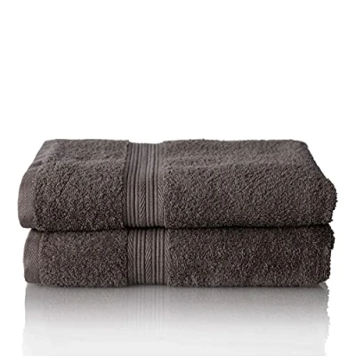 Image of ALCLEAR set of terry hand towels, range soft and highly absorbent OEKOTEX 100 certified, 5 colours &amp; sizes, colour: ANTHRACITE, 2 x bath towels 70x140 cm
