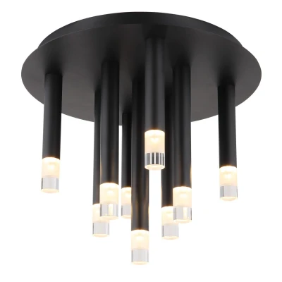 Image of Ryan Multi Arm Semi Flush Ceiling Lamp Matt Black 9x G9