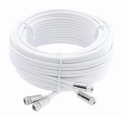 Image of SSL Satellites 5 m Twin Satellite Shotgun Cable Extension Kit with Premium Fitted Compression F Connectors for Sky Q HD and Freesat White (5M, WHITE)