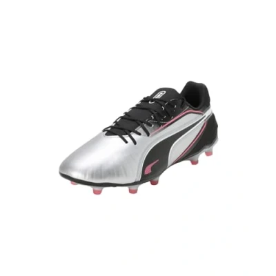 Image of PUMA Unisex King Match FG/AG Soccer Shoe, Silver Black Sun Struck White, 11.5 UK