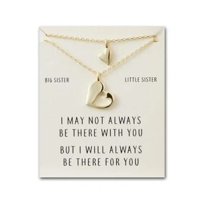 Image of Philip Jones Gold Plated Big Sister Little Piece of My Heart Necklace Set