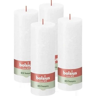 Image of Bolsius Rustic Pillar Candle White Pack of 4 Long Burning Time 85 Hours Household Interior Decoration Unscented Natural Vegan Wax No Palm Oil 19 x 7 cm